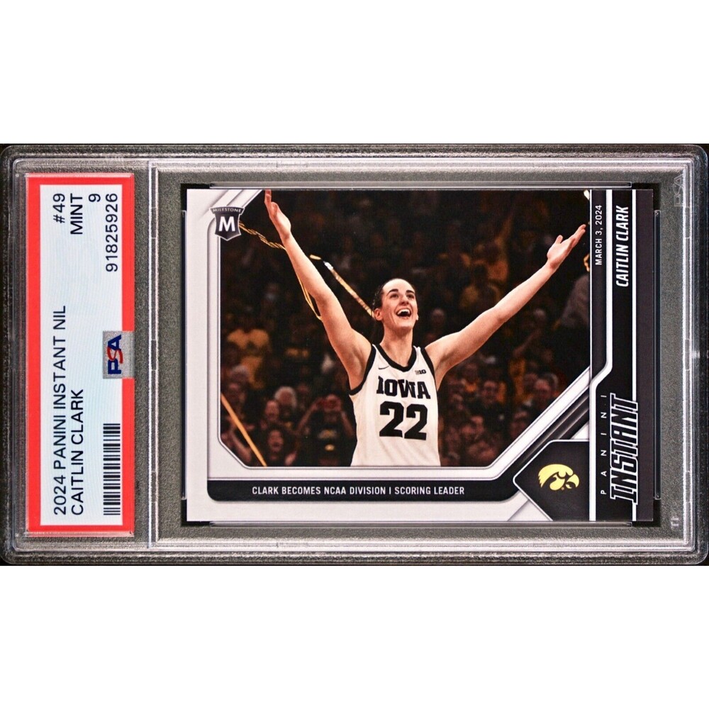 Caitlin Clark 2023-24 Panini #49 NCAA Scoring Leader Card 1 of 9378 PSA 9 Mint